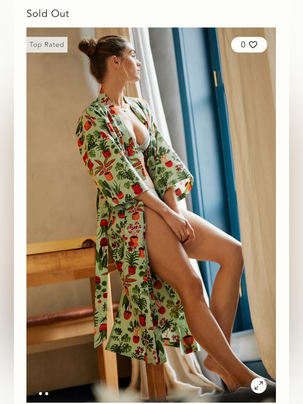 Anthro PrintFresh Potted Plants Robe NWT